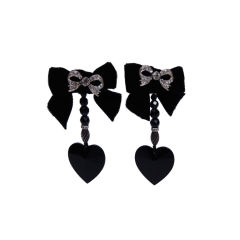 Vintage Valentino Black Heart Earrings