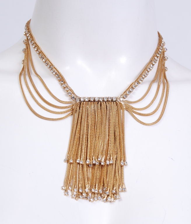 Gold Fringe Necklace at 1stdibs
