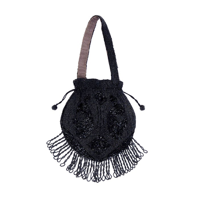 Victorian Black Jet Beaded Purse For Sale