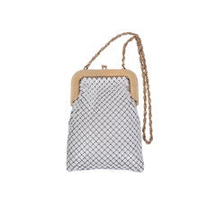 Retro Whiting and Davis White Enamel Mesh Purse