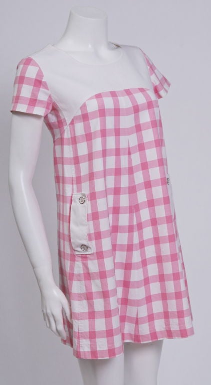 Courreges Gingham A-Line Dress In Excellent Condition In Topanga, CA
