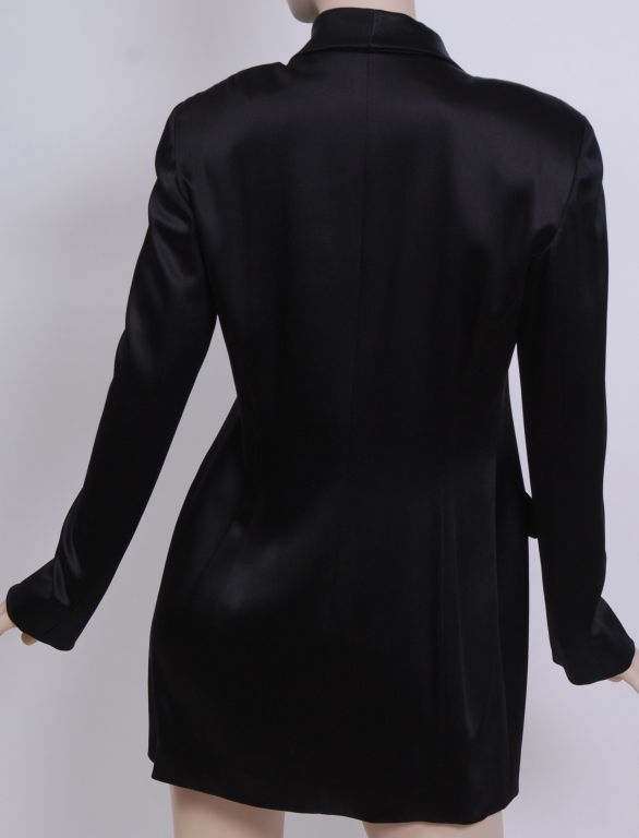 Women's Debbie Harry Collection Donna Karan Black Silk Satin Coat For Sale