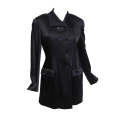 Debbie Harry Collection Donna Karan Black Silk Satin Coat