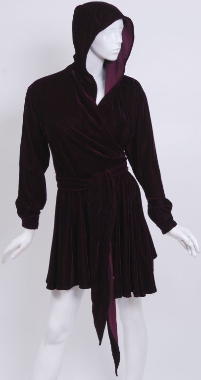 Burgundy stretch velvet wrap coat with hood. Looks fabulous paired with leggings.

Debbie Harry began her musical career in the late 1960s with folk rock group The Wind in the Willows and later joined The Stilettos in 1974.  She then formed the