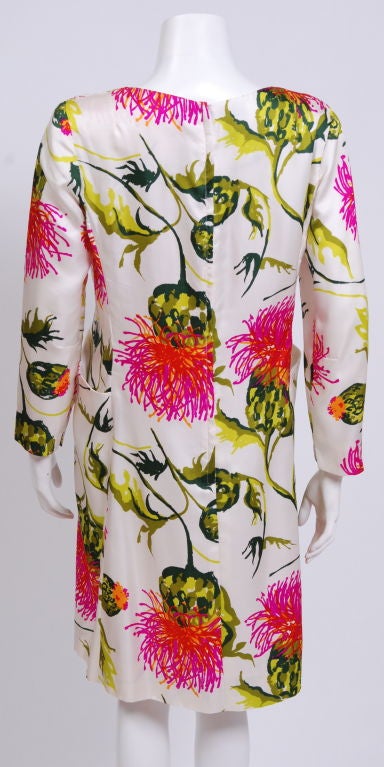 Beige Debbie Harry Vintage Collection Silk Floral Dress For Sale