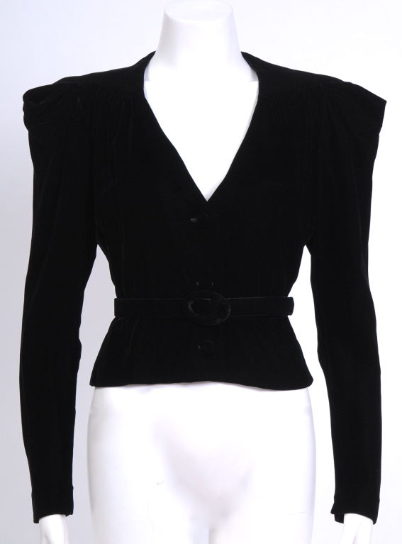 Women's Black Velvet Holly's Harp Blazer For Sale