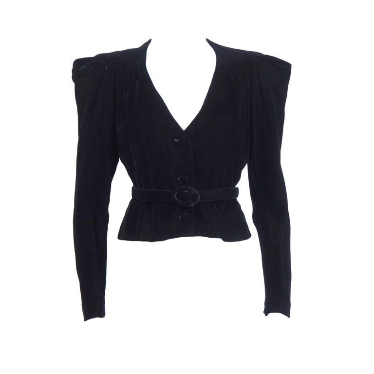 Black Velvet Holly's Harp Blazer For Sale