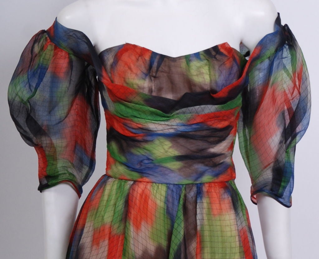 Women's 50's Graffiti Silk Organza Dress For Sale