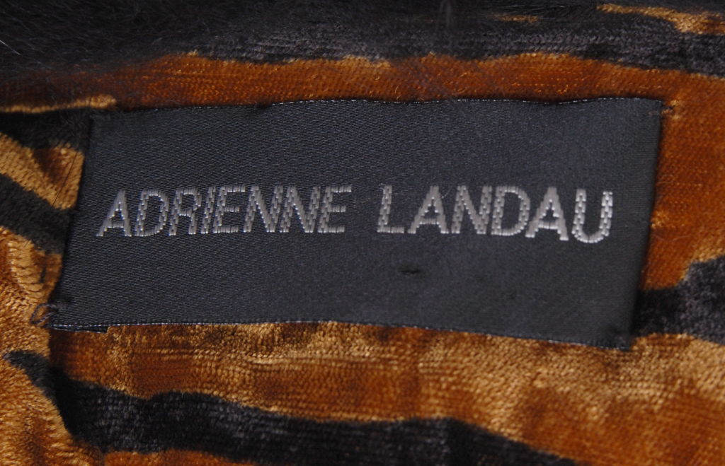 Adrienne Landau Tiger Print Velvet and Fox Coat For Sale 2