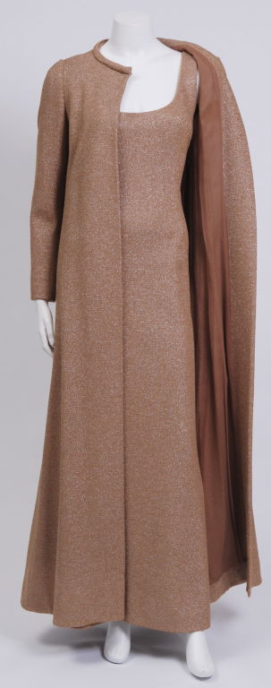 Brown Givenchy Metallic Lurex Dress and Coat For Sale