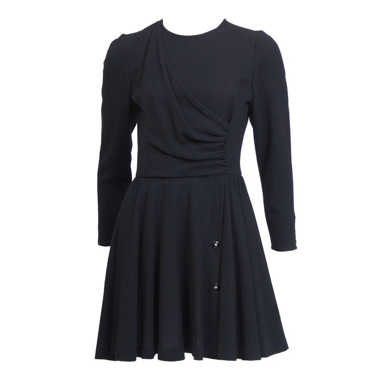 Valentino Black Silk Crepe Little Black Dress For Sale