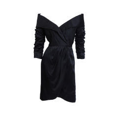 Scassi Boutique Little Black Silk-Satin Dress