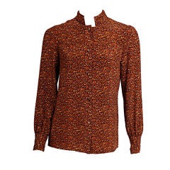 Gucci 70's Feather Print Blouse