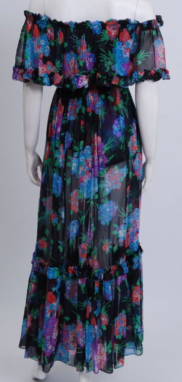 YSL Silk Chiffon Floral Blouse and Skirt 1