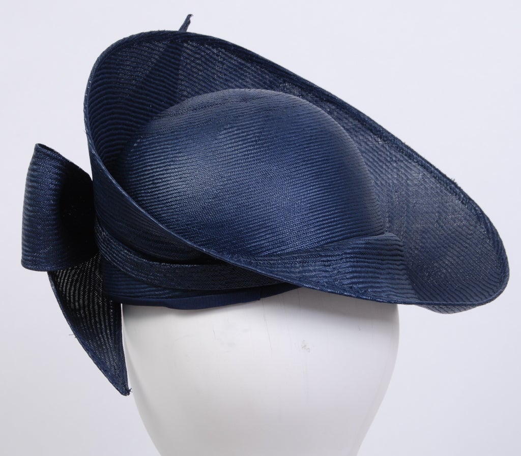 Women's Jack McConnell Navy Straw Sculpted Hat