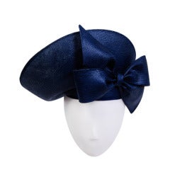 Vintage Jack McConnell Navy Straw Sculpted Hat