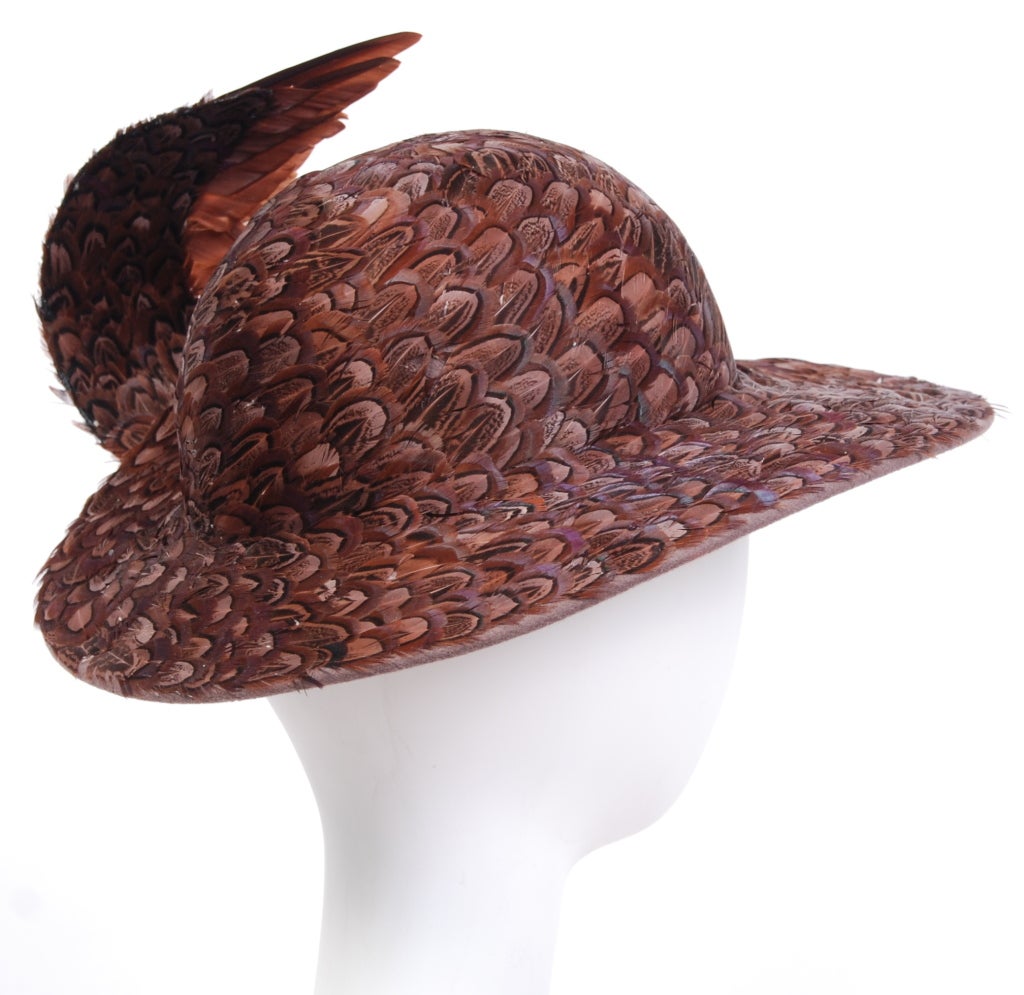 Brown Jack McConnell Feather Hat For Sale
