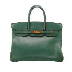 Vintage Hermès 35Cm Birkin Bag  Vert Fonce Clemence Leather GHW  size: 35 cm EU
