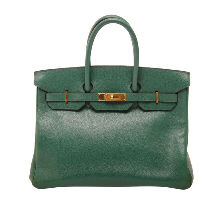 Hermès 35Cm Birkin Bag Vert Fonce Clemence Leather GHW size: 35 cm EU ...