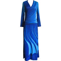 Roberta di Camerino 1970's Trompe L'oeil Maxi Dress 2