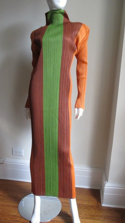 Issey Miyake Color Block Dress In New Condition In Water Mill, NY