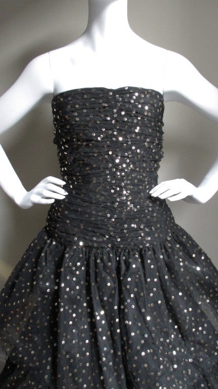 Black Scassi Couture Sequin Tulle Gown & Wrap