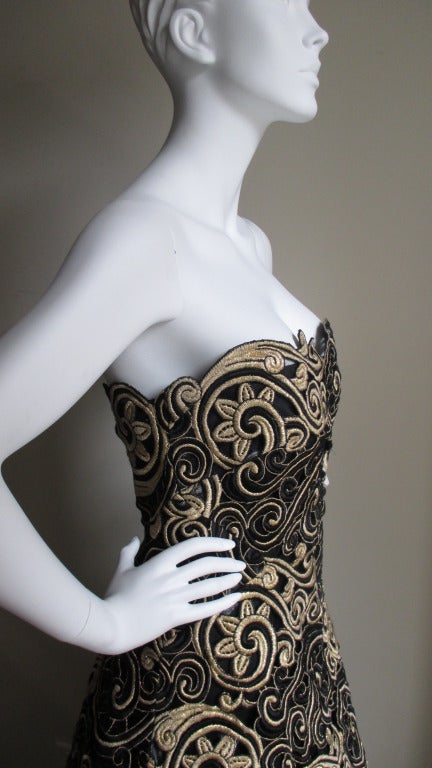 Arnold Scassi Elaborately Embroidered Silk Gown In Excellent Condition In Water Mill, NY