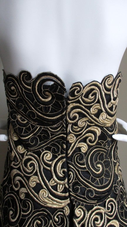 Arnold Scassi Elaborately Embroidered Silk Gown 4