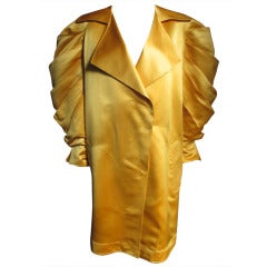 Dramatic Claude Montana Silk Jacket W Pleated Sleeves