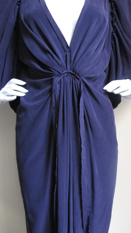 Lanvin Eggplant Silk Plunge Dress In New Condition In Water Mill, NY