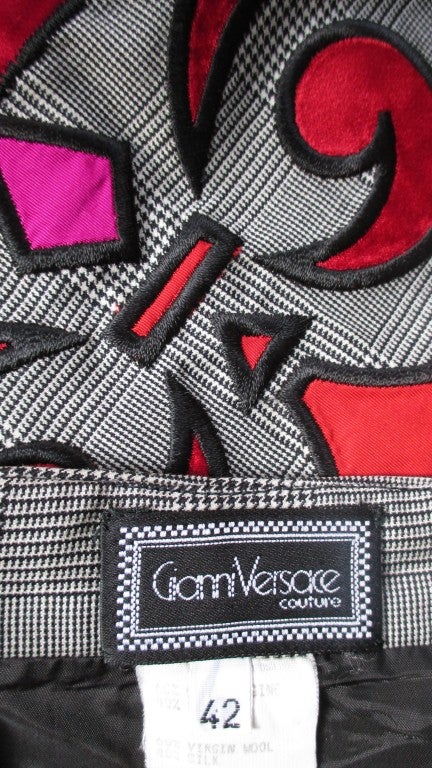 Women's 1990s Gianni Versace Applique Skirt W Different Front & Back