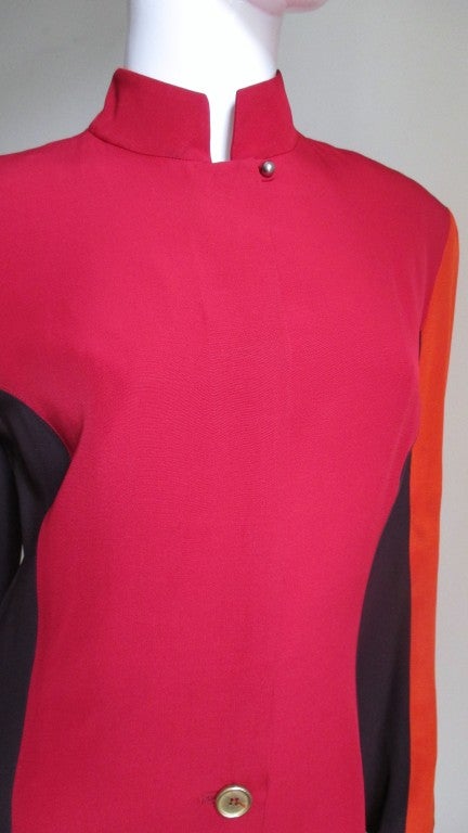 Red Vintage Ozbek Color Block Beaded Jacket