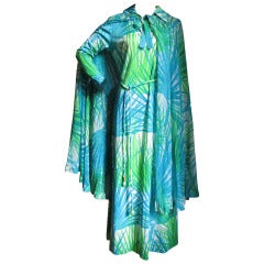 1970's La Mendola Maxi Dress W Silk Cape/Over Skirt 8