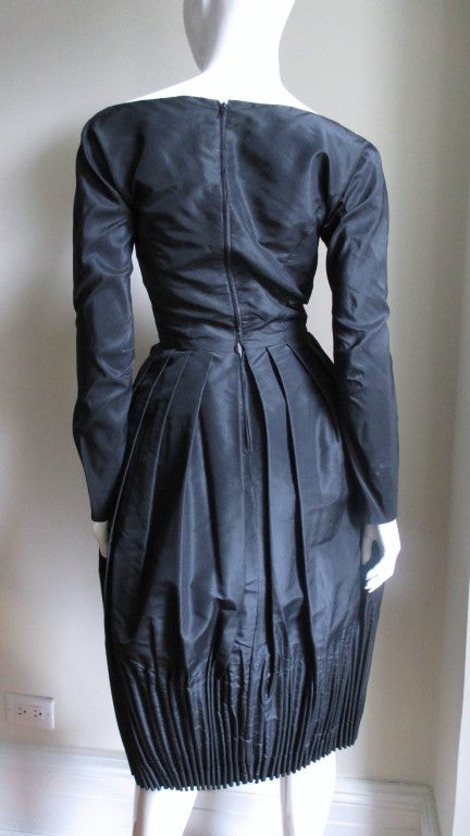 Women's 1950's Viola Silk Dress with Cartridge Pleating