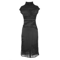 1990s Krizia Exquisite Beaded & Net Silk Dress