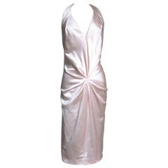 Ferragamo Shell Pink Plunge Silk Dress 8