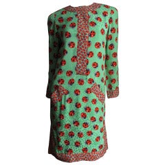 Vintage Bill Blass Silk Ladybug Dress