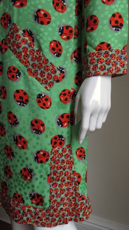 Women's Vintage Bill Blass Silk Ladybug Dress