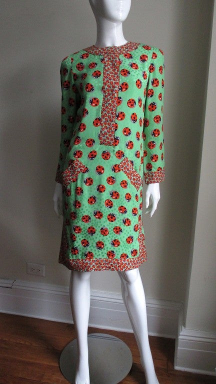 Vintage Bill Blass Silk Ladybug Dress 1