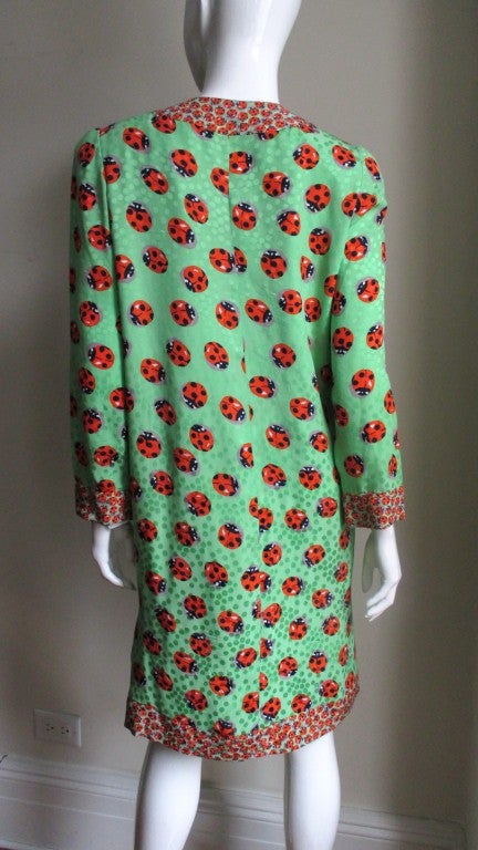 Vintage Bill Blass Silk Ladybug Dress 3