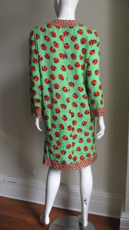 Vintage Bill Blass Silk Ladybug Dress 4