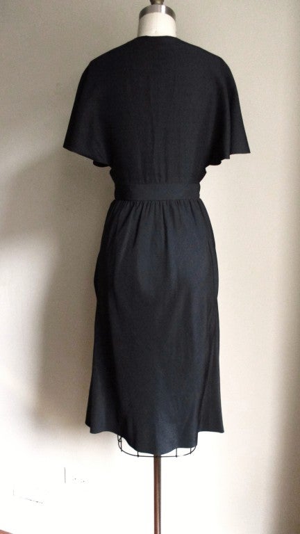 1970s Halston Plunge Silk Wrap Dress In New Condition In Water Mill, NY