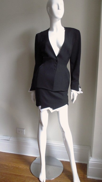 Vintage Thierry Mugler Black & White Jagged Edge Hourglass Suit 2
