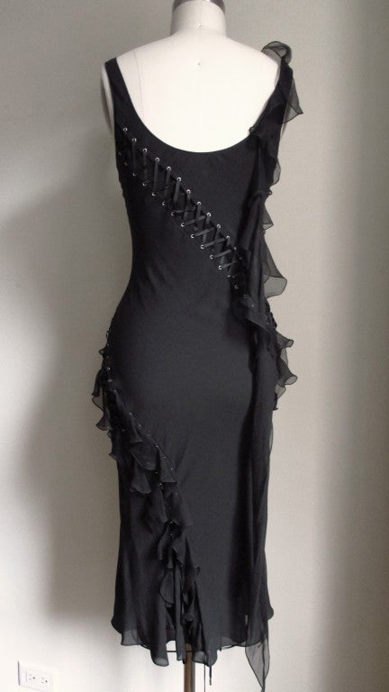 Vintage Christian Dior Silk Dress With Lacing 4