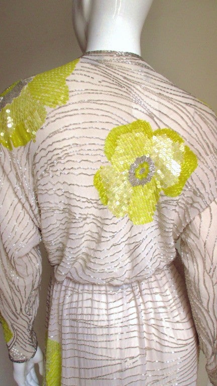Stunning Halston Flower Beaded Skirt & Wrap Top 3