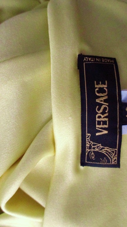 Versace Lemon Silk Plunge Halter Dress 4