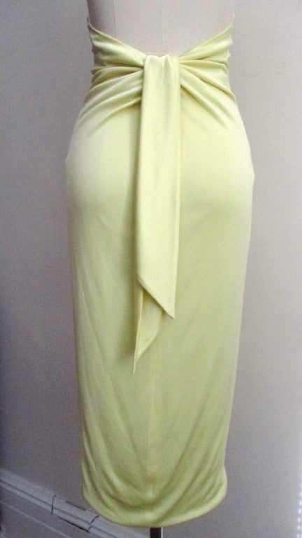 Women's Versace Lemon Silk Plunge Halter Dress
