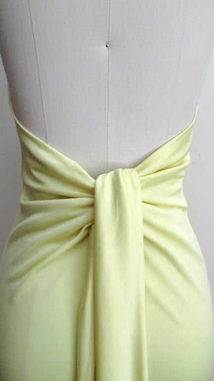 Versace Lemon Silk Plunge Halter Dress 1