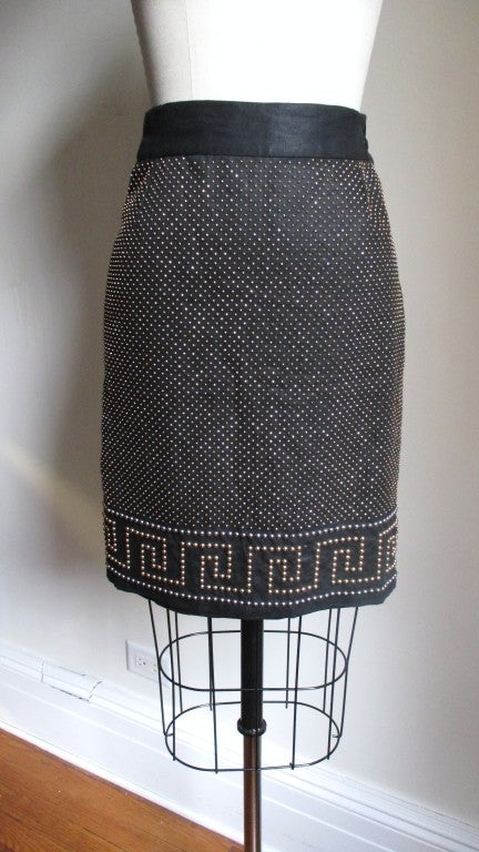 Women's Gianni Versace Linen Studded Skirt