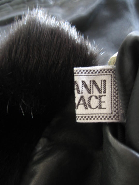 Vintage Gianni Versace Leather Dress with Mink Trim 5